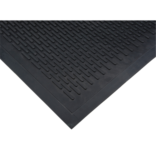 Low-Profile Matting, Rubber, Scraper Type, Solid Pattern, 3' x 5', Black SPOC Demo