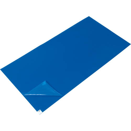 Tapis pelables de rechange pour salle blanche, &eacute;paisseur 1,57 mils, 1-1/2' la, 3' lo x Bleu SPOC Demo