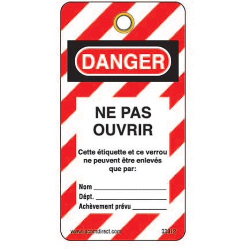 Lockout Tags, Plastic, 3" W x 5-3/4" H, French SPOC Demo