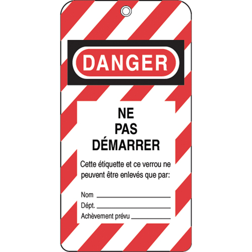 Lockout Tags, Plastic, 3" W x 5-3/4" H, French SPOC Demo