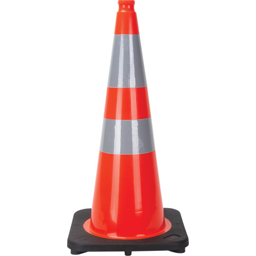 C&ocirc;ne de signalisation, 28", Orange, Bande(s) r&eacute;fl&eacute;chissante(s) 4" & 6" SPOC Demo