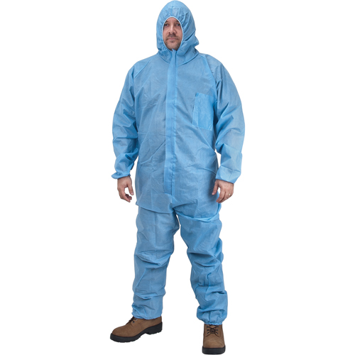 Premium Hooded Coveralls, Medium, Blue, Polypropylene SPOC Demo