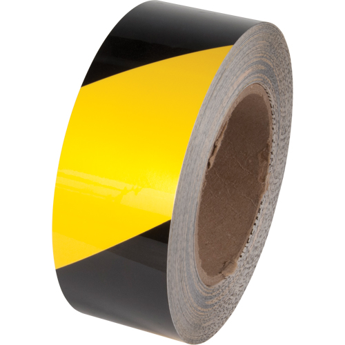 Ruban de marquage pour plancher Tuff Mark, 2" x 100', Polyester, Noir et jaune SPOC Demo