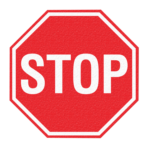Panneau de signalisation au sol  Stop , Adh&eacute;sif, Anglais avec pictogramme SPOC Demo