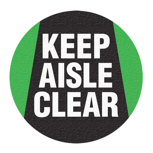 Panneau de signalisation au sol  Keep Aisle Clear , Adh&eacute;sif, Anglais avec pictogramme SPOC Demo