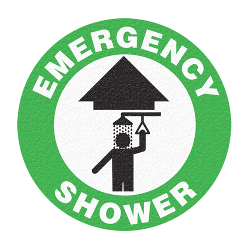 "Emergency Shower" Floor Sign, Adhesive, English with Pictogram SPOC Demo