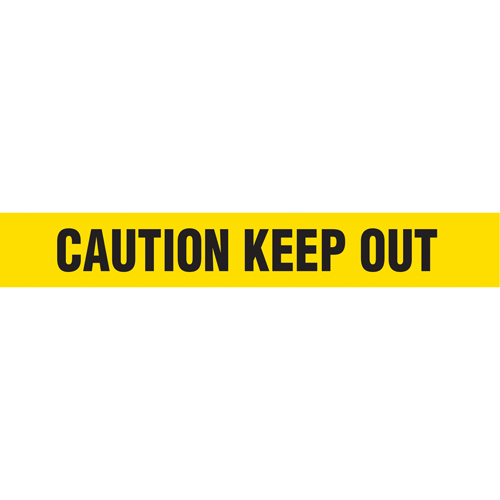 Barricade Tape, English, 3" W x 1000' L, 2 mils, Black on Yellow SPOC Demo