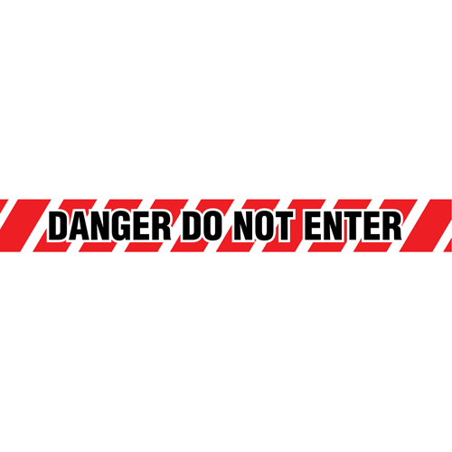 Barricade Tape, English, 3" W x 1000' L, 2 mils, Black on Red SPOC Demo