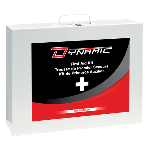Trousse de premiers soins industrielle pour usage g&eacute;n&eacute;ral Dynamic, Dispositif m&eacute;dical Classe 1, Boîte en m&eacute;tal SPOC Demo