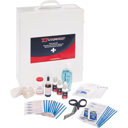 Trousse de premiers soins industrielle pour usage g&eacute;n&eacute;ral Dynamic, Dispositif m&eacute;dical Classe 1, Boîte en m&eacute;tal SPOC Demo