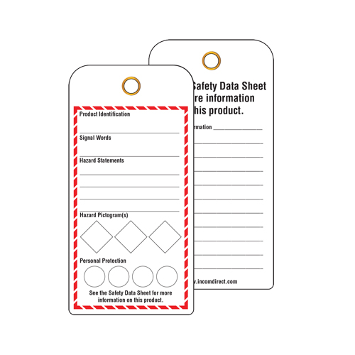 GHS Workplace Tags, Cardstock, 3" W x 6" H, English SPOC Demo