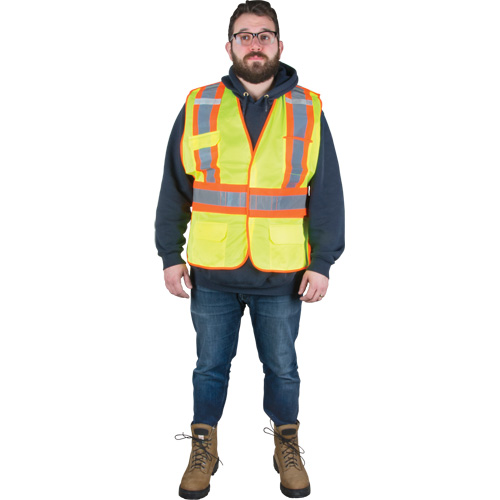 Veste d'arpenteur r&eacute;sistante aux flammes, Jaune lime haute visibilit&eacute;, Moyen, Polyester SPOC Demo