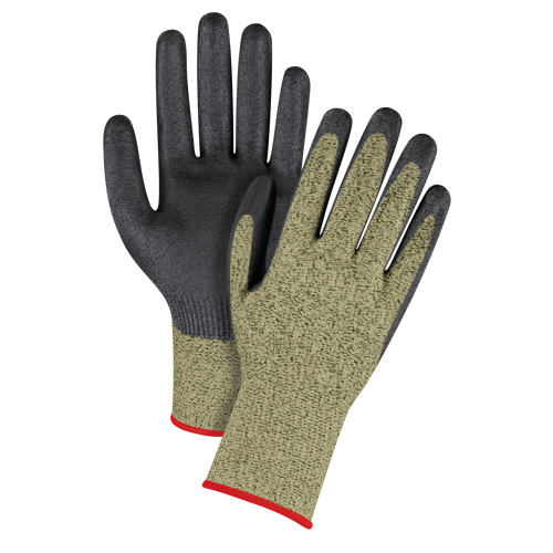 Gants &eacute;lastiques sans coutures r&eacute;sistants &agrave; la coupe noir & jaune, Taille Petit/7, Calibre 13, Rev&ecirc;tement Mousse de nitrile, Enveloppe en Aramide, ASTM ANSI niveau A6 SPOC Demo