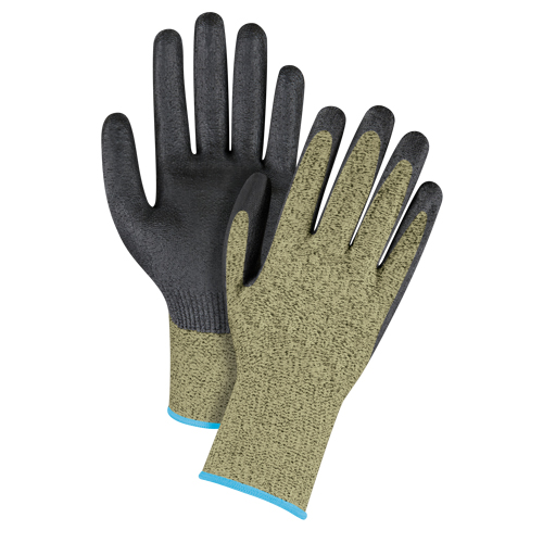 Gants &eacute;lastiques sans coutures r&eacute;sistants &agrave; la coupe noir & jaune, Taille T-Grand/10, Calibre 13, Rev&ecirc;tement Mousse de nitrile, Enveloppe en Aramide, ASTM ANSI niveau A6 SPOC Demo