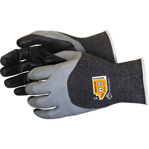 Double-Dipped Cut-Resistant Gloves, Size 5, 18 Gauge, Foam Nitrile Coated, TenActiv Shell, ASTM ANSI Level A4 SPOC Demo