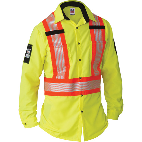 Chemise &agrave; manches longues haute visibilit&eacute; ind&eacute;chirable, Polyester, Petit, Jaune lime haute visibilit&eacute; SPOC Demo