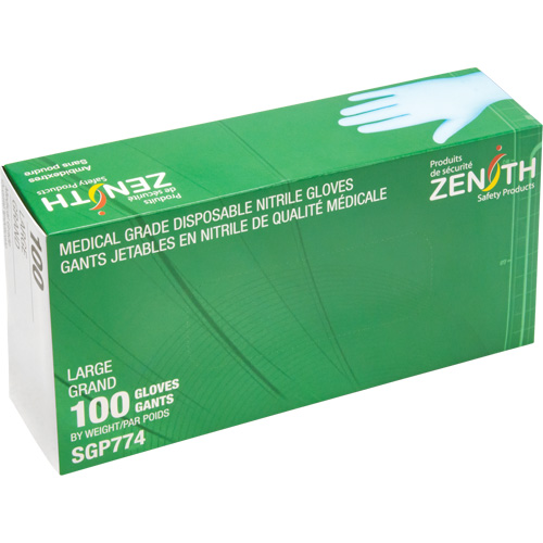 Puncture-Resistant Medical-Grade Disposable Gloves, Large, Nitrile, 4.5-mil, Powder-Free, Blue, Class 2 SPOC Demo