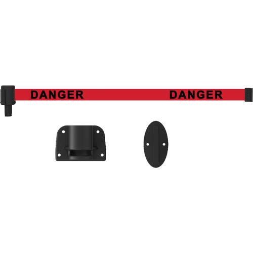 Plus Wall Mount Barrier System, Plastic, Screw Mount, 15', Red Tape SPOC Demo