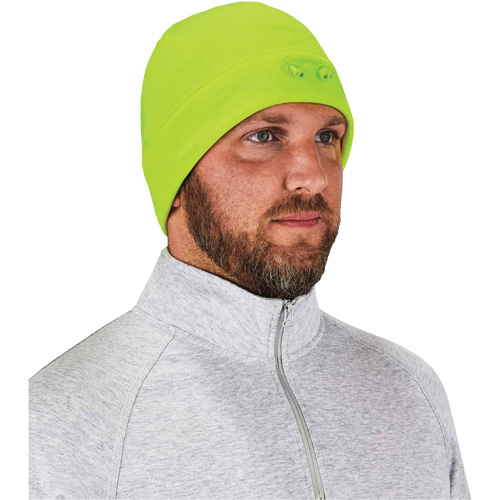 N-Ferno&reg; Skull Cap Beanie Hat with LED Lights, One Size, High-Visibility Lime Green SPOC Demo