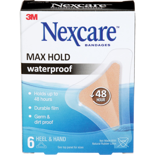 Nexcare Max-Hold Waterproof Bandages, Hand/Heel, 3-1/2", Plastic, Sterile SPOC Demo