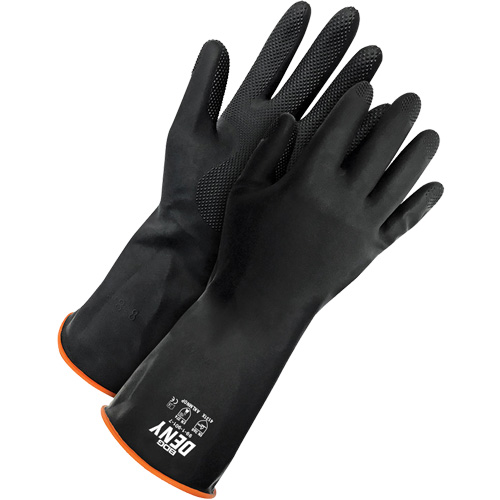 Deny Chemical Resistant Gloves, Size 9, 12" L, Rubber Latex, Flock-Lined Inner Lining, Winter Weight SPOC Demo