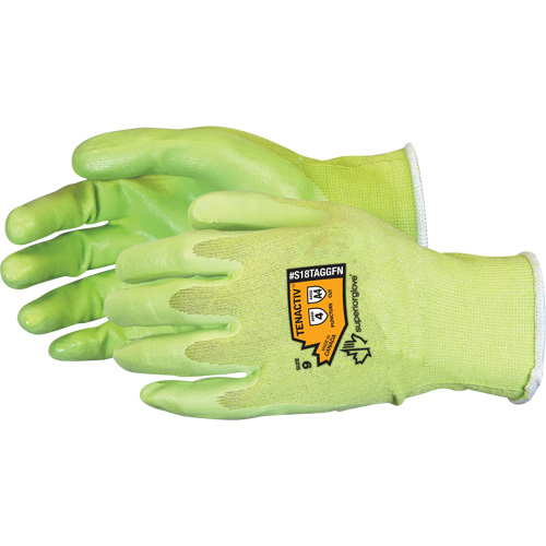 Gants &agrave; haute visibilit&eacute; en fibre de filament composite r&eacute;sistants aux coupures, Taille 5, Calibre 18, Rev&ecirc;tement Mousse de nitrile, Enveloppe en TenActiv, ANSI/ISEA 105 niveau 4 SPOC Demo