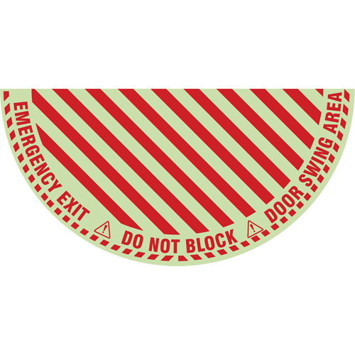 "Emergency Exit" Half Circle Swing Door Floor Sign, Adhesive, English with Pictogram SPOC Demo