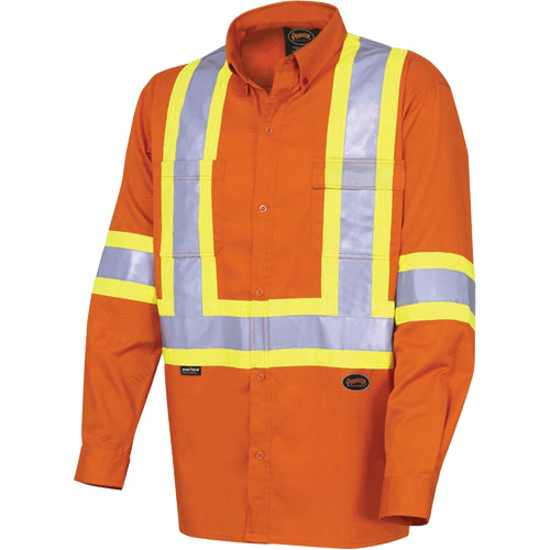 4441 Chemise de s&eacute;curit&eacute; &agrave; manches longues ultra respirante, Coton, Petit, Orange haute visibilit&eacute; SPOC Demo