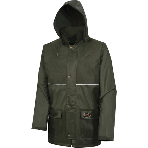 D8120J Manteau &agrave; capuchon ind&eacute;chirable Nailhead pour planteur d'arbres, Polyester/PVC, T-petit, Vert SPOC Demo