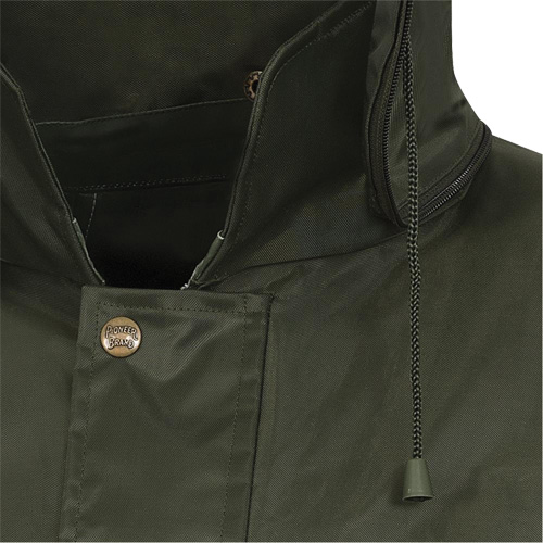 D8120J Manteau &agrave; capuchon ind&eacute;chirable Nailhead pour planteur d'arbres, Polyester/PVC, T-petit, Vert SPOC Demo