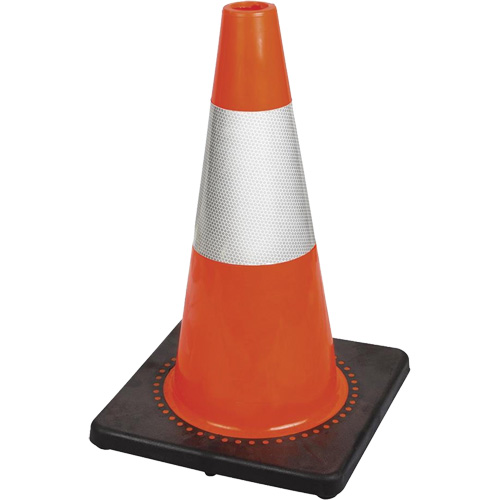 181 C&ocirc;ne de s&eacute;curit&eacute; flexible de premi&egrave;re qualit&eacute;, 18", Orange, Bande(s) r&eacute;fl&eacute;chissante(s) 6" SPOC Demo