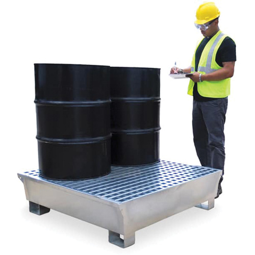 Ultra-Spill Pallet en acier, 4 barils, Capacit&eacute; de d&eacute;versement 68 gal. US, 49,1" x 47,1" x 10,9" SPOC Demo