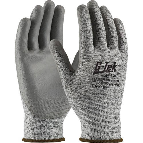 Gants r&eacute;sistants aux coupures G-Tek en tricot sans couture, Taille T-petit, Calibre 13, Rev&ecirc;tement Polyur&eacute;thane, Enveloppe en PolyKor, ASTM ANSI niveau A2/EN 388 niveau B SPOC Demo