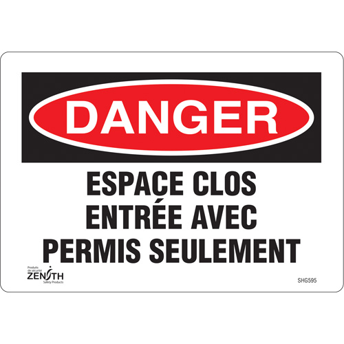 "Espace clos" Sign, 7" x 10", Vinyl, French SPOC Demo