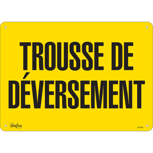 "Trousse de d&eacute;versement" Sign, 10" x 14", Plastic, French SPOC Demo