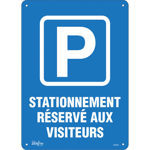 "Stationnement r&eacute;serv&eacute; aux visiteurs" Sign, 10" x 14", Plastic, French with Pictogram SPOC Demo