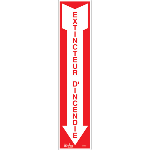 Enseigne  Extincteur d'incendie , 4" x 18", Vinyle, Français avec pictogramme SPOC Demo