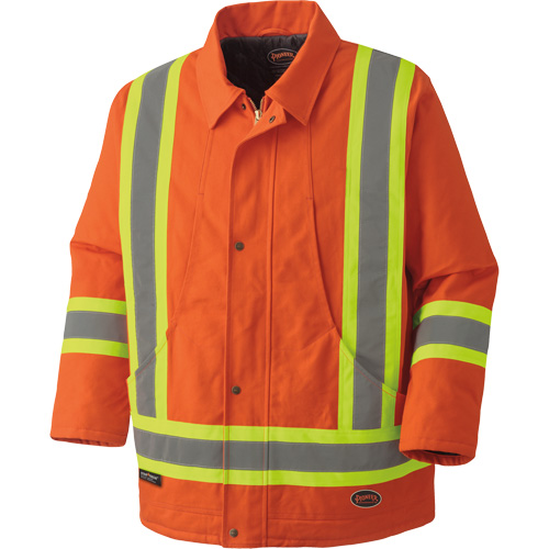 5537A Parka de s&eacute;curit&eacute; matelass&eacute; en canevas de coton, Orange haute visibilit&eacute;, Petit SPOC Demo
