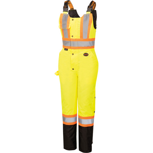 5041BBW Women's High-Visibility Waterproof Safety Overalls, Polyester, X-Small, Black/High Visibility Lime-Yellow SPOC Demo