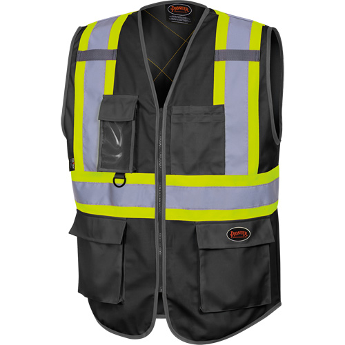 6959BK Tricot High-Visibility Safety Vest with Zipper Closure, Black, X-Small, Polyester SPOC Demo