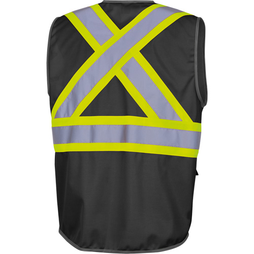 6959BK Tricot High-Visibility Safety Vest with Zipper Closure, Black, X-Small, Polyester SPOC Demo