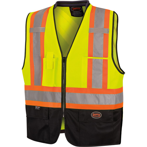 6895 Veste de s&eacute;curit&eacute; haute visibilit&eacute; bicolore avec fermeture &agrave; glissi&egrave;re sur tout le devant, Noir/Jaune lime haute visibilit&eacute;, 2T-Grand/3T-Grand, Polyester SPOC Demo