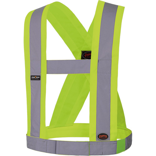 5493 Bretelles ajustables de s&eacute;curit&eacute; haute visibilit&eacute; de 4" de largeur, R&eacute;pond ou surpasse la norme CSA Z96 classe 2 - niveau 2, Jaune lime haute visibilit&eacute;, Couleur r&eacute;fl&eacute;chissante Argent, Taille uniq SPOC Demo