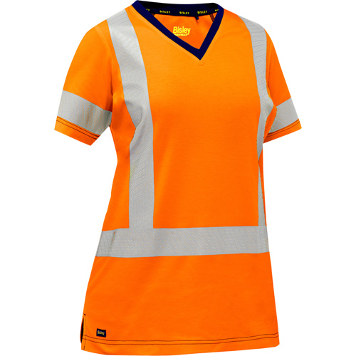 Bisley&reg; Women's X-Back Short Sleeve Shirt, Poly-Cotton, Small, High Visibility Orange SPOC Demo