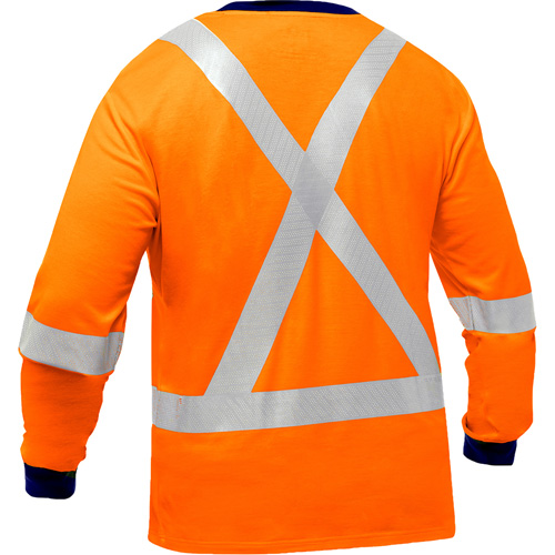 Bisley&reg; X-Back Long Sleeve Shirt, Poly-Cotton, Small, High Visibility Orange SPOC Demo