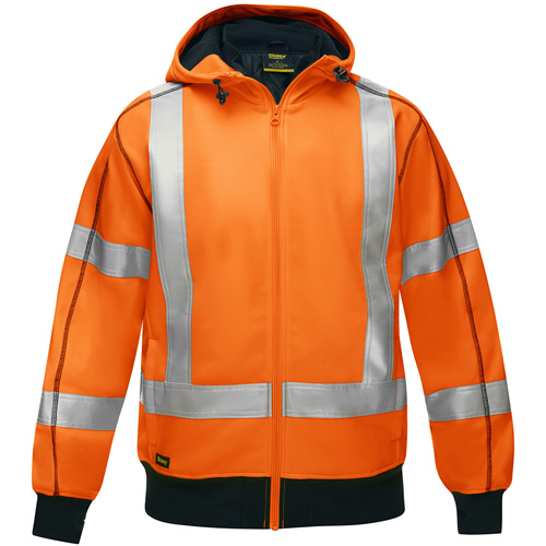 Coton ouat&eacute; doubl&eacute; de sherpa avec capuchon &agrave; fermeture &eacute;clair compl&egrave;te et X au dos Bisley, 2T-Grand, Orange haute visibilit&eacute; SPOC Demo
