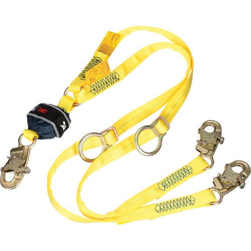 Twin-Leg Tie-Back Web Shock-Absorbing Lanyard, 6', Snap Hook Center, Snap Hook Leg Ends, Polyester SPOC Demo