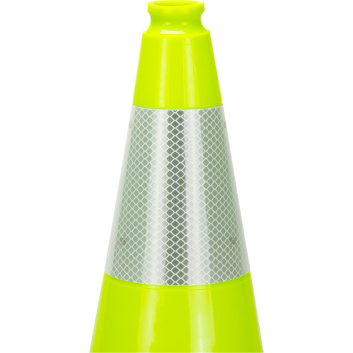 C&ocirc;ne de signalisation de premi&egrave;re qualit&eacute;, 18", Vert lime, Bande(s) r&eacute;fl&eacute;chissante(s) 6" SPOC Demo