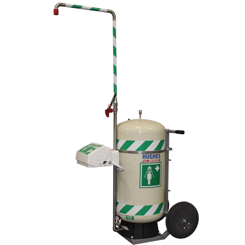 Douche d'urgence mobile et ind&eacute;pendant avec douche oculaire et faciale, Capacit&eacute; 30 gal., Conformit&eacute; Aucune SPOC Demo