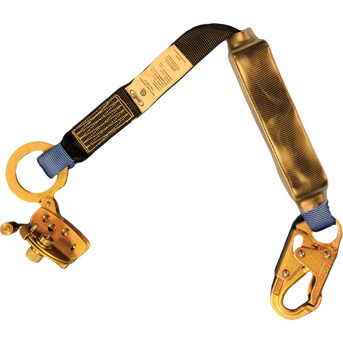 Trailing Rope Grab with Attached Shock Pack Lanyard, 2', Snap Hook Center, Snap Hook Leg Ends, Polyester SPOC Demo
